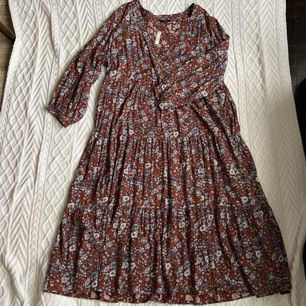 Madewell Floral Maxi Dress in Brown and Blue
